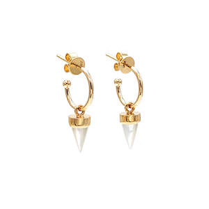 Gold Mother of Pearl Shell Tiny Point Earrings