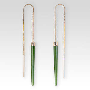 Jewellery manufacturing: Gold Pounamu Slipstream Earrings