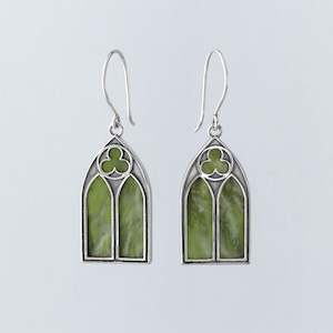 Gothic Earrings in Sterling Silver with Pounamu