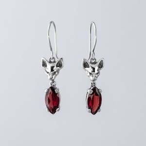 Salem Cat Garnet Drop Earrings