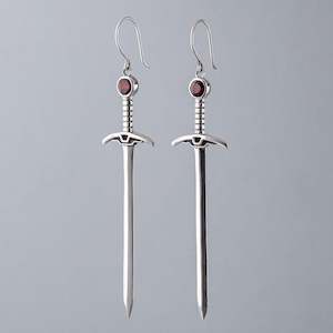 Garnet Sacred Blades Earrings