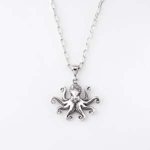 Kraken Octopus Charm Pendant in Sterling Silver