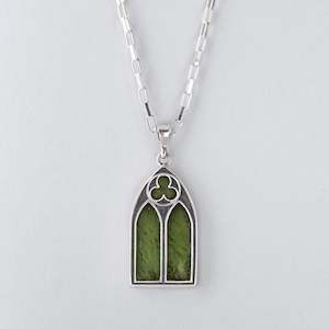 Gothic Charm Pendant in Sterling Silver with Pounamu