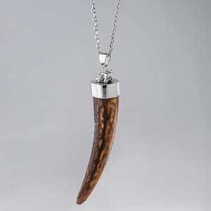 Bambi Pendant with Deer Antler in Sterling Silver