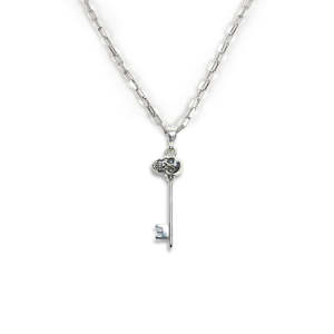 Stg Silver Skull Key Charm