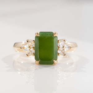 Jewellery manufacturing: Pounamu & Diamond Summer Orchard Ring in Gold or Platinum