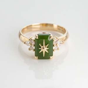 Jewellery manufacturing: Pounamu Starlight Orchard Diamond ring in Gold or Platinum