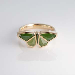 Pounamu Origami Butterfly ring in Yellow Gold or Platinum