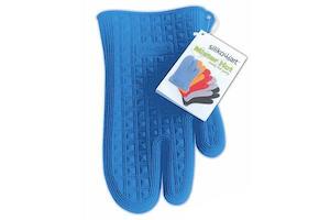 3 Finger Glove + Pot Holder Trivet Set (Blue)