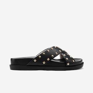 Marlow Slide Sandal | Black Leather