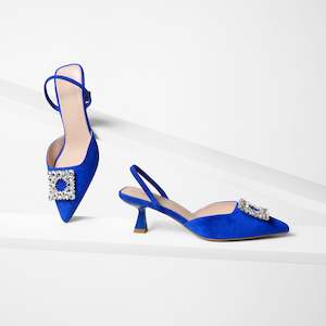 Sasha Slingback Heel Ltd Ed | Cobalt Blue Suede