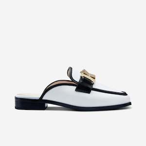 Footwear: Brooklyn Mule Loafer Ltd Ed. | White/Black Leather