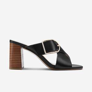 Footwear: Kylie Sandal Heel | Black Leather