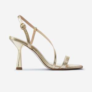 Gabby Sandal Heel | Gold Leather