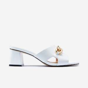 Evie Sandal Heel | White Leather