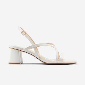 Footwear: Ella Sandal Heel | White Leather