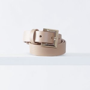 Footwear: Signature Leather Belt 25mm | gold light tan lizard print