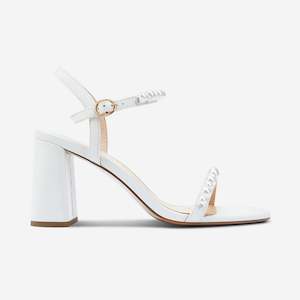 Footwear: Flo Sandal Heel | Off-White Leather/Pearl