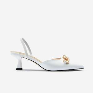 Sloane Slingback Heel | White Leather