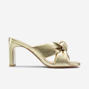 Footwear: Velma Sandal Heel | Gold Leather