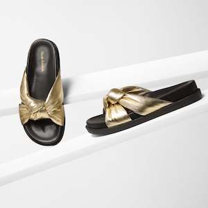 Uno Slide Sandal | Gold Leather