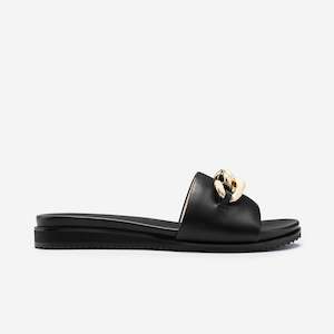 Bowie Slide Sandal | Black Leather