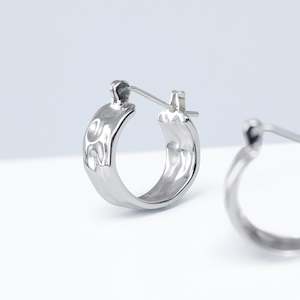 Petite Molten Hoop Earrings | Silver