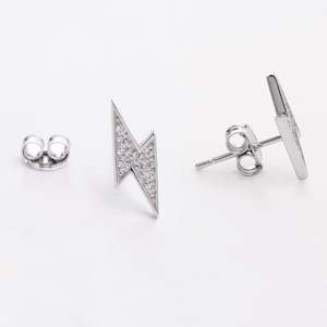 Lightening strikes twice studs | silver