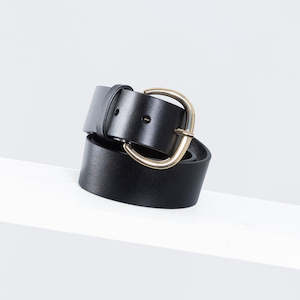 Edita Leather Belt 34mm | gold black leather