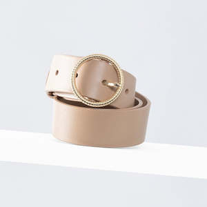 Frame Leather Belt 34mm | gold light tan leather