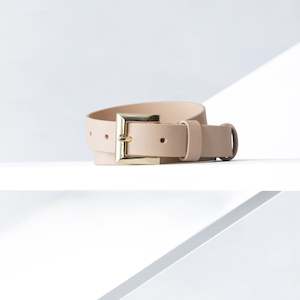 Footwear: Signature Leather Belt 25mm | gold nude saffiano