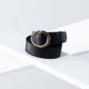 Footwear: Molten Leather Belt 34mm | gold black leather