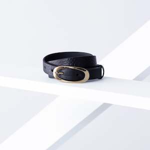 Aura Leather Belt 19mm | gold black croc