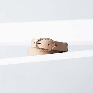 Infinite Leather Belt 25mm | gold nude saffiano