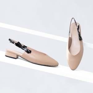 Raven Flat Slingback | Nude/black