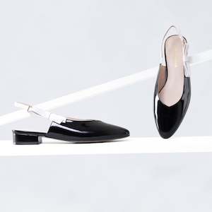 Footwear: Raven Flat Slingback | Black/white combo