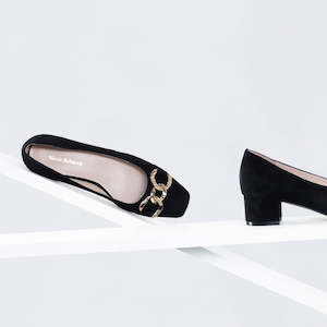 Footwear: Meghan Ballet Heel | Black suede