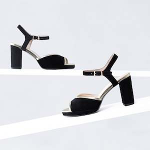 Footwear: Polly Platform Sandal | Black/gold