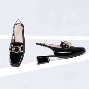 Boston Slingback Loafer | Black patent