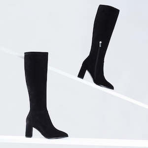 Zalia Knee High Boot | Black suede