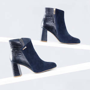 Footwear: Darla Ankle Boot | Navy combo leather