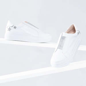 Elisa Sneaker | White/Silver leather