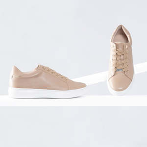 Footwear: Gia Sneaker | Nude/Gold leather