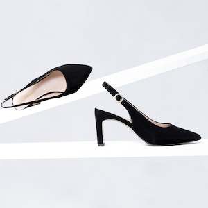 Asher Slingback Heel | Black suede