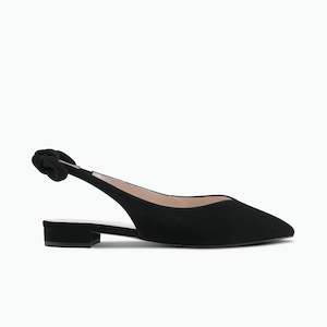 Vienna Flat Slingback | Black suede