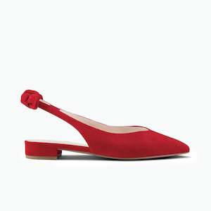 Vienna Flat Slingback | Red suede