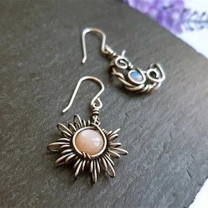 Bohemia Sun and Moon Earrings Silver