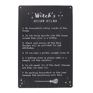 Witch's House Rules' Metal Plaque Sign