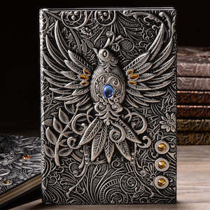 Beautiful Embossed Leather Notebook - Phoenix