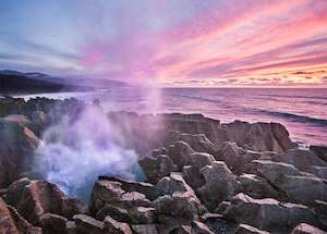 Sunset: Punakaiki Blowholes Sunset